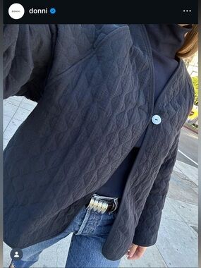 Donni Quilted Navy Blue Women's Open-Front Jacket XS